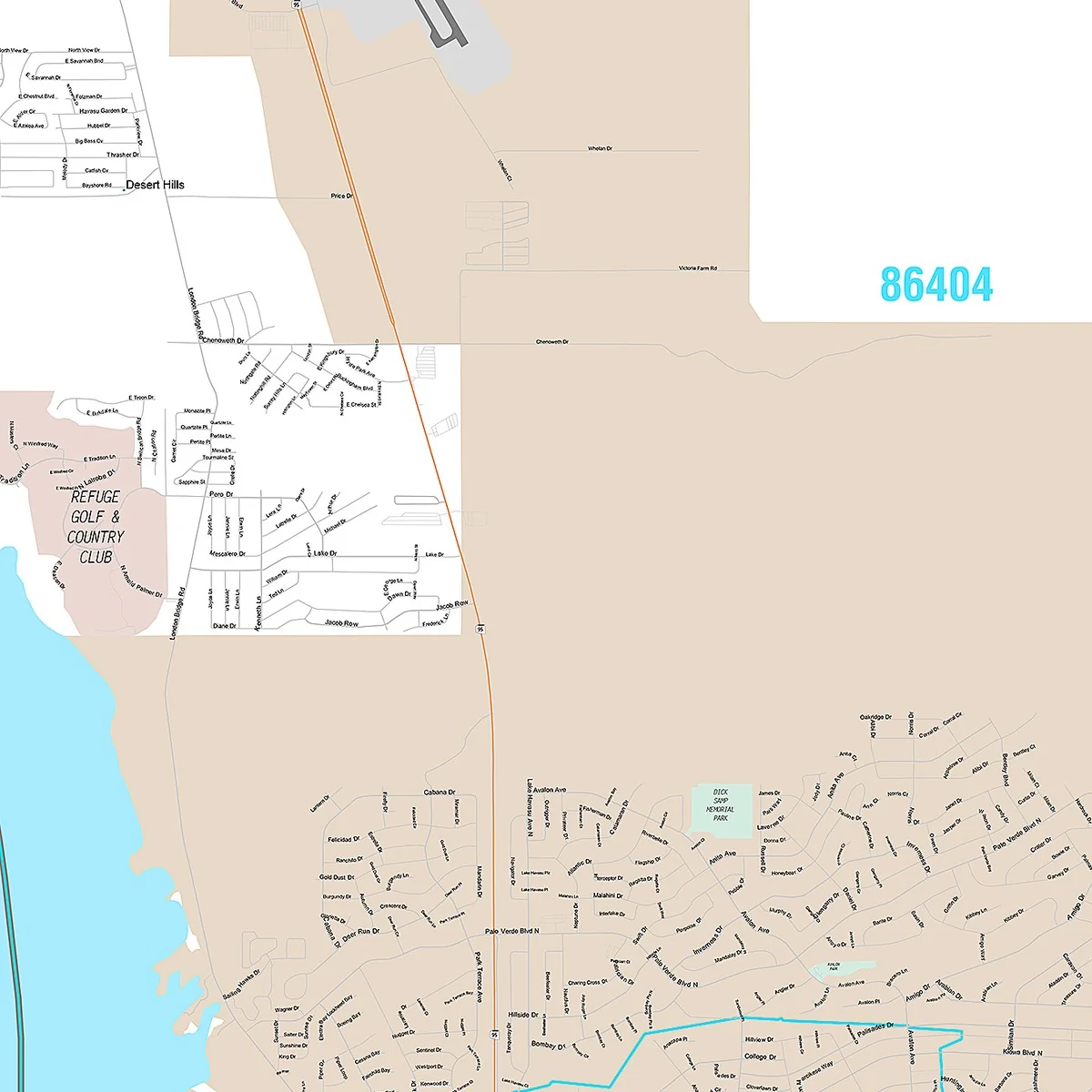 Premium Style Wall Map of Lake Havasu City, AZ - Image 3
