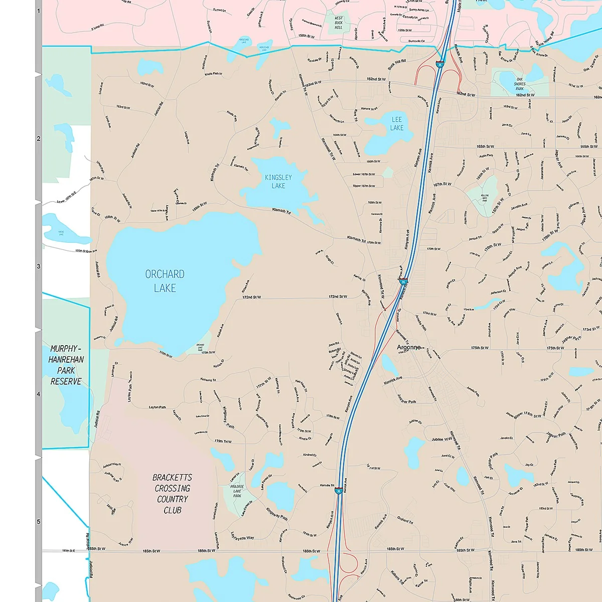 Premium Style Wall Map of Lakeville, MN - Image 3