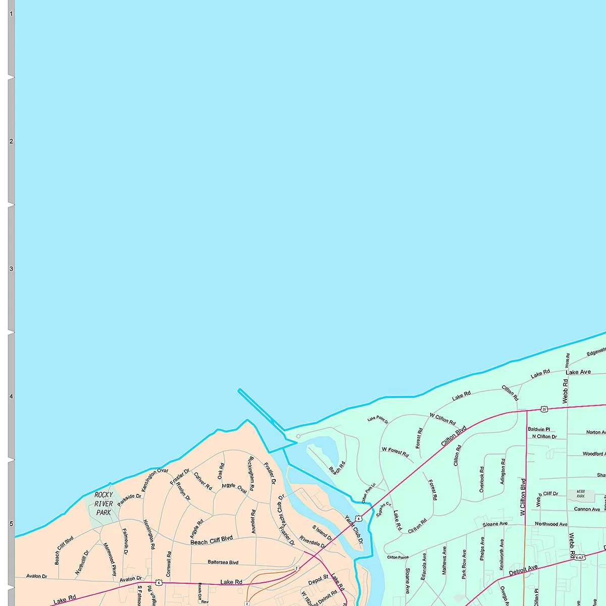 Premium Style Wall Map of Lakewood, OH - Image 3