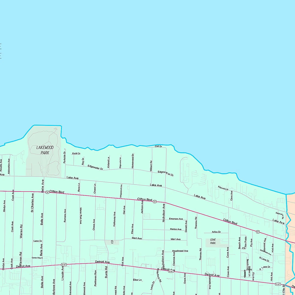 Premium Style Wall Map of Lakewood, OH - Image 4