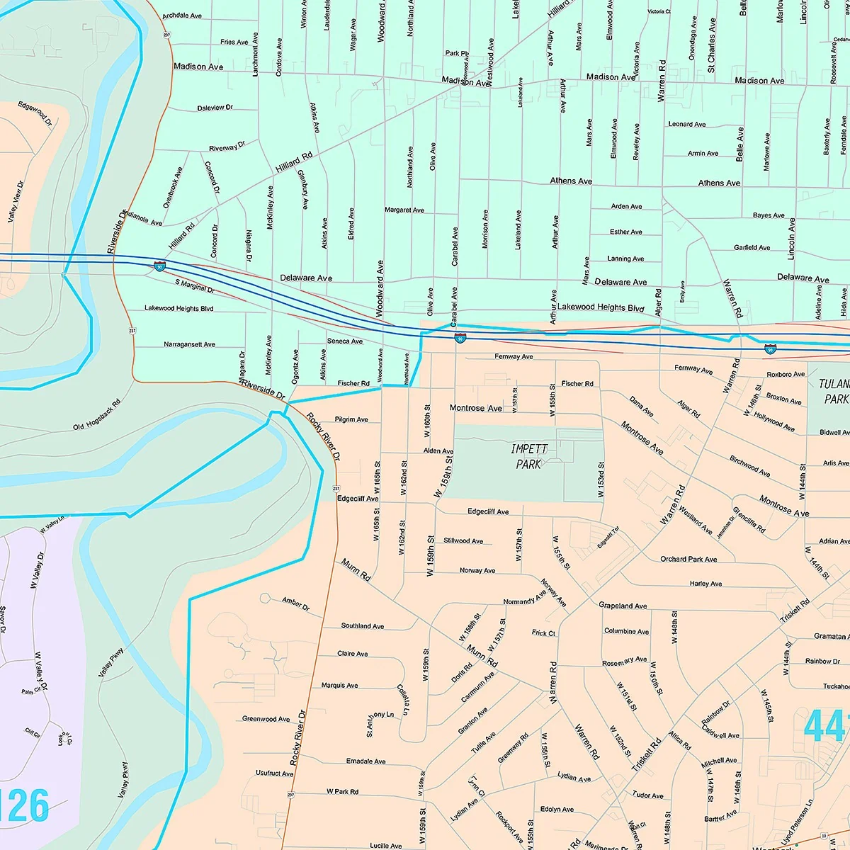 Premium Style Wall Map of Lakewood, OH - Image 5