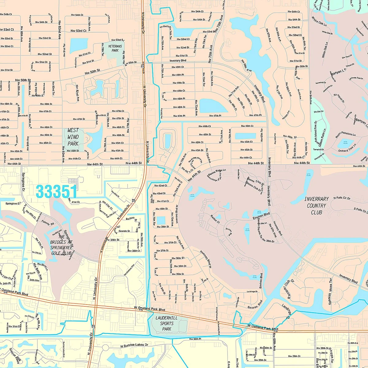 Premium Style Wall Map of Lauderhill, FL - Image 3