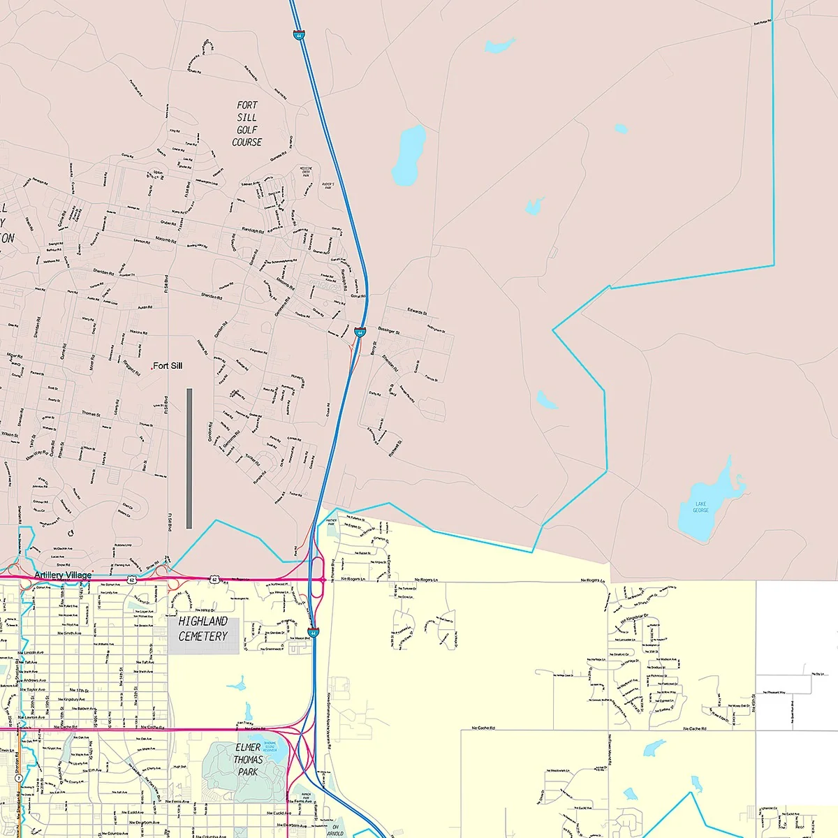 Premium Style Wall Map of Lawton, OK - Image 4