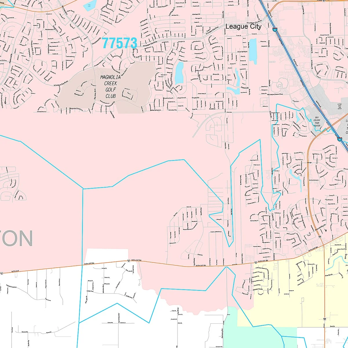 Premium Style Wall Map of League City, TX - Image 5