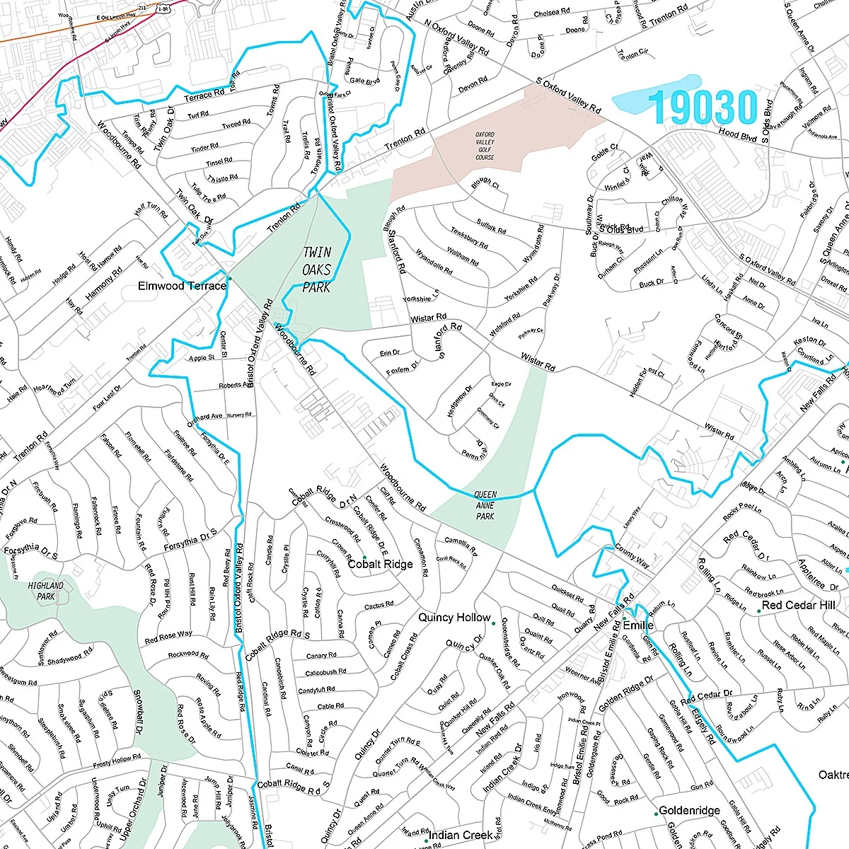 Premium Style Wall Map of Levittown, PA - Image 2