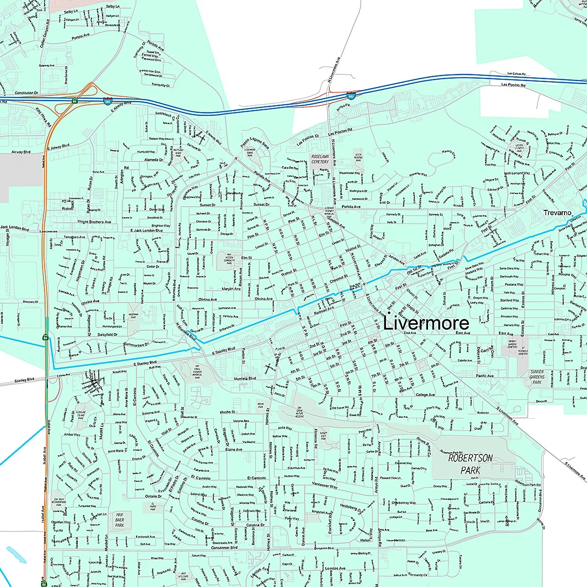 Premium Style Wall Map of Livermore, CA - Image 2