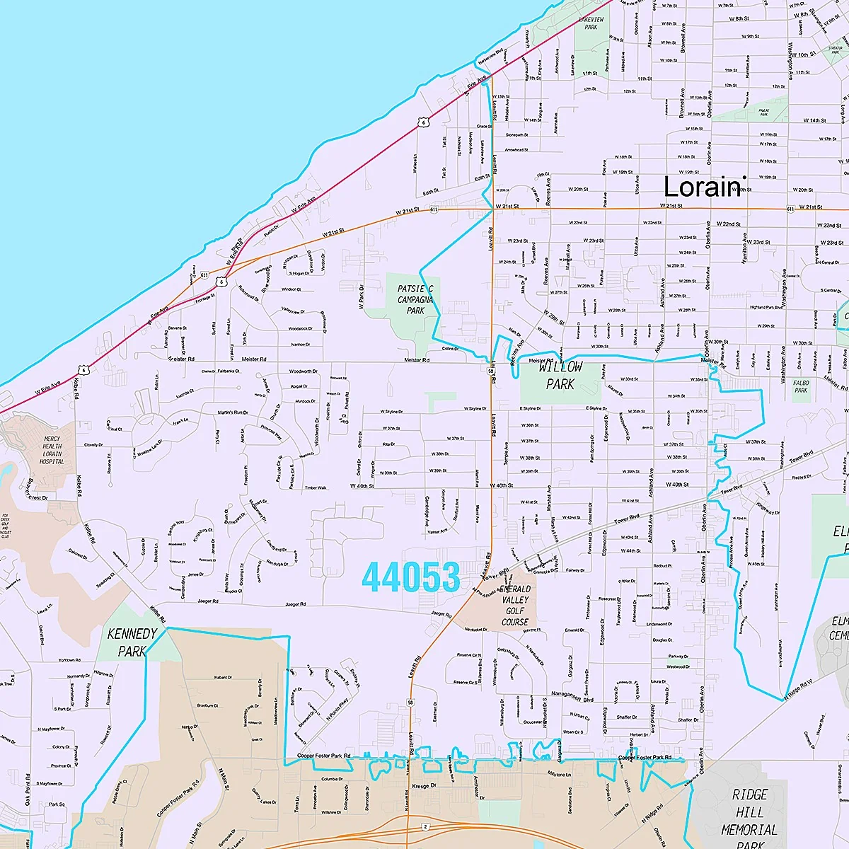 Premium Style Wall Map of Lorain, OH - Image 2