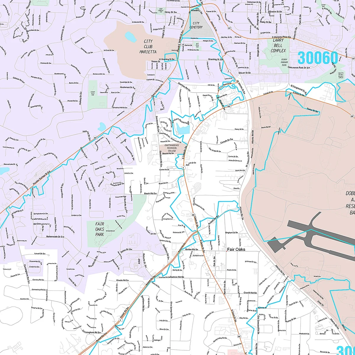 Premium Style Wall Map of Marietta, GA - Image 5