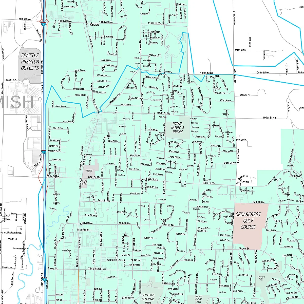 Premium Style Wall Map of Marysville, WA - Image 2