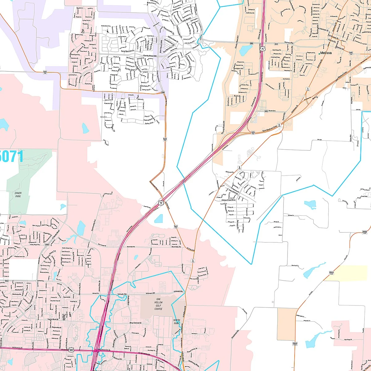 Premium Style Wall Map of McKinney, TX - Image 4