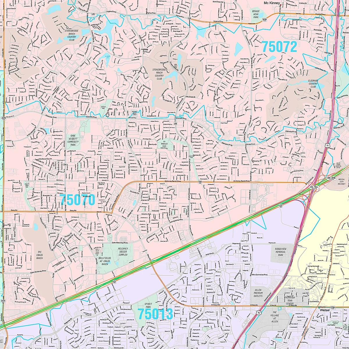 Premium Style Wall Map of McKinney, TX - Image 5