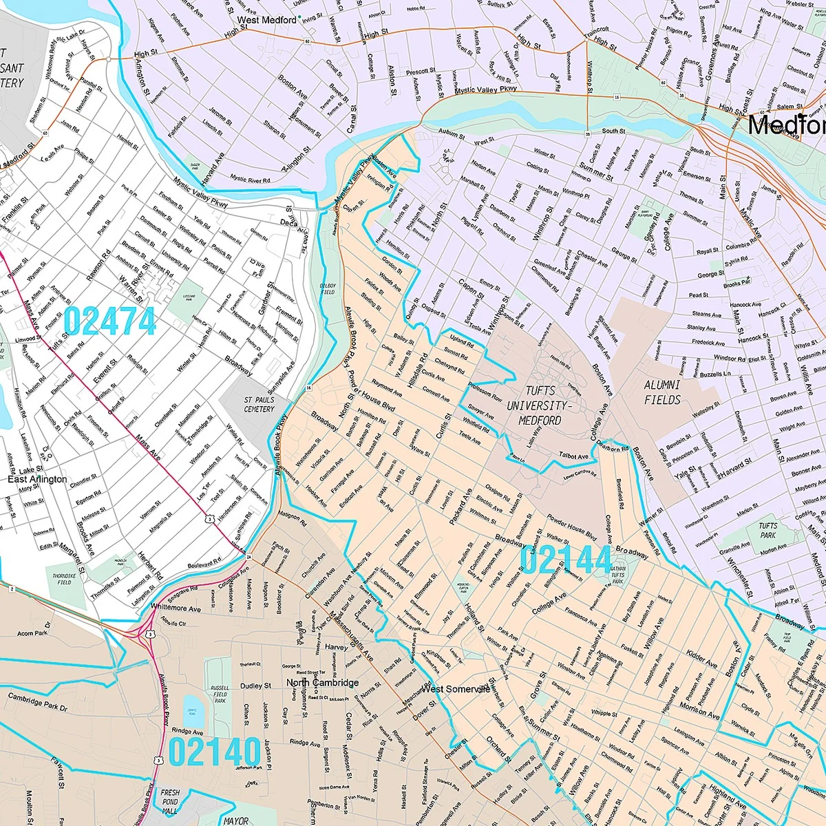 Premium Style Wall Map of Medford, MA - Image 5