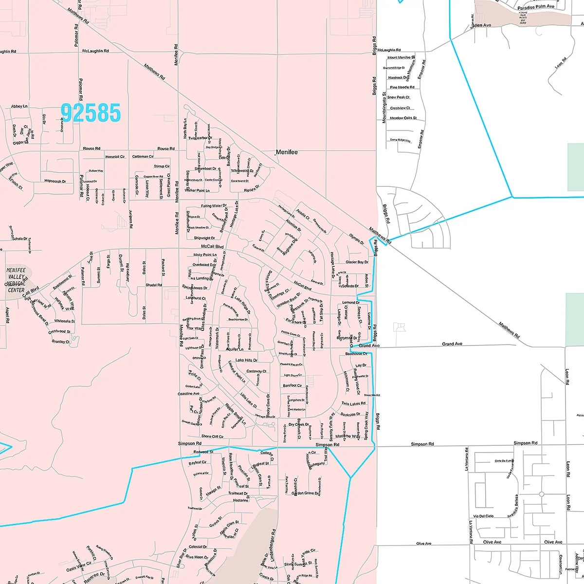 Premium Style Wall Map of Menifee, CA - Image 4