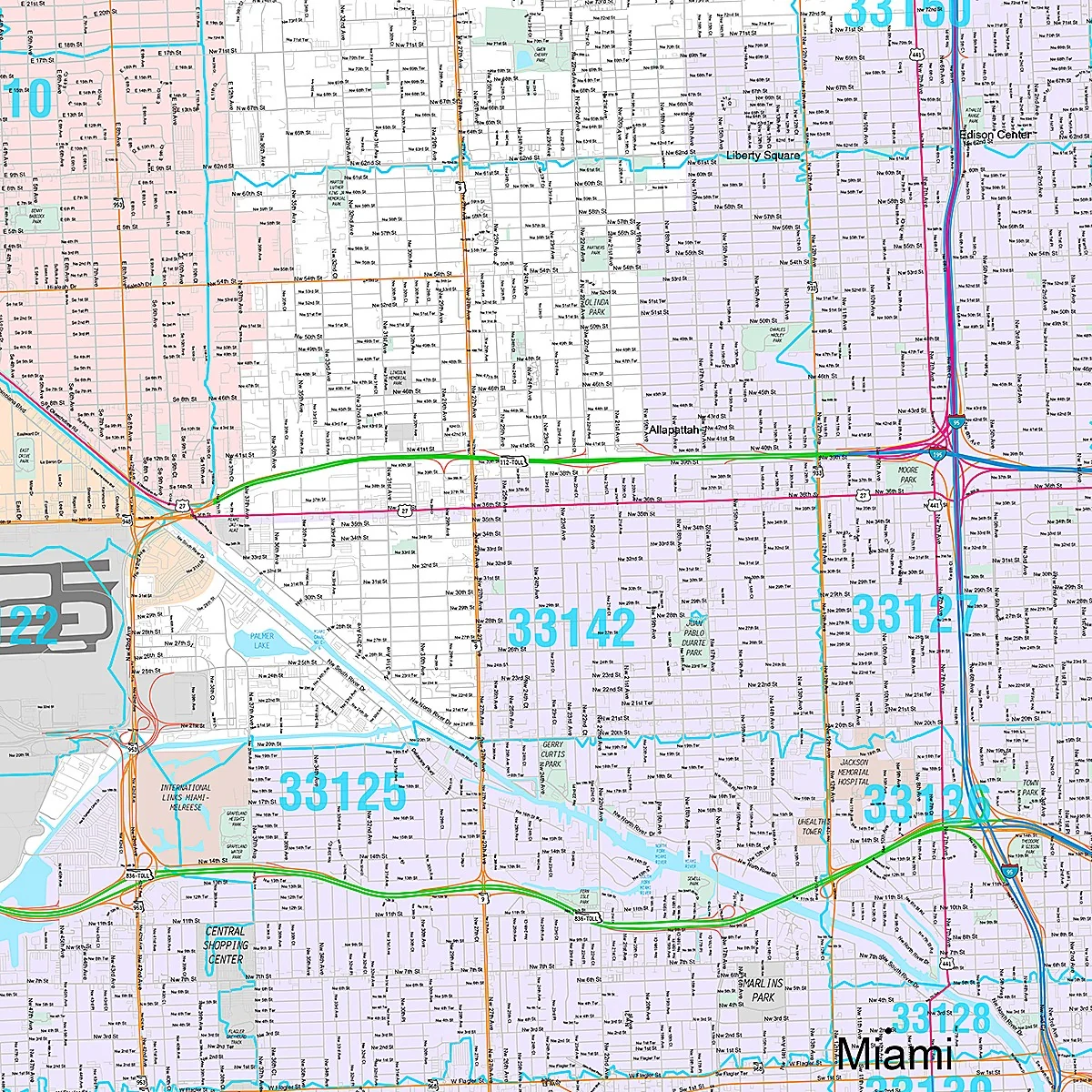 Premium Style Wall Map of Miami, FL - Image 2