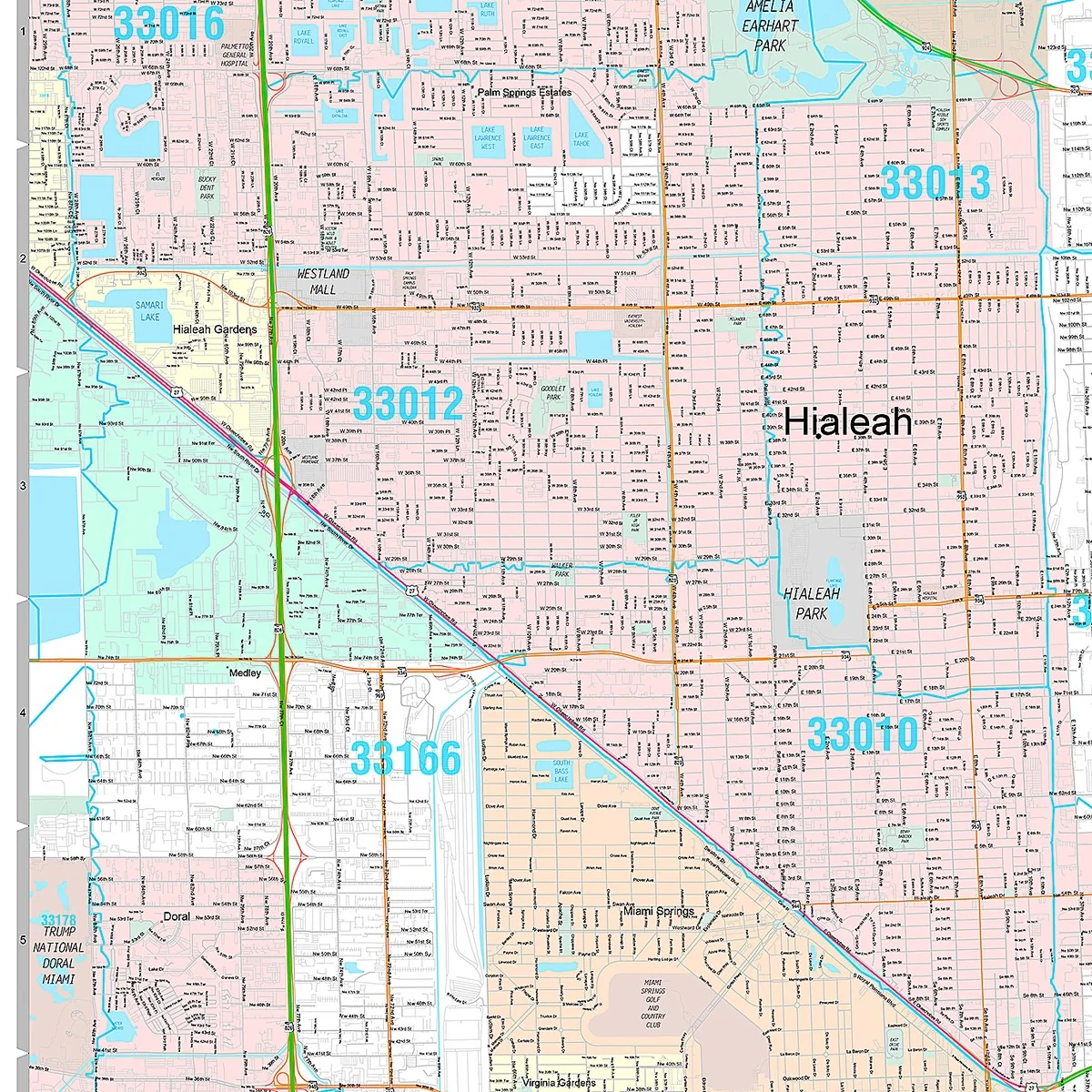 Premium Style Wall Map of Miami, FL - Image 3