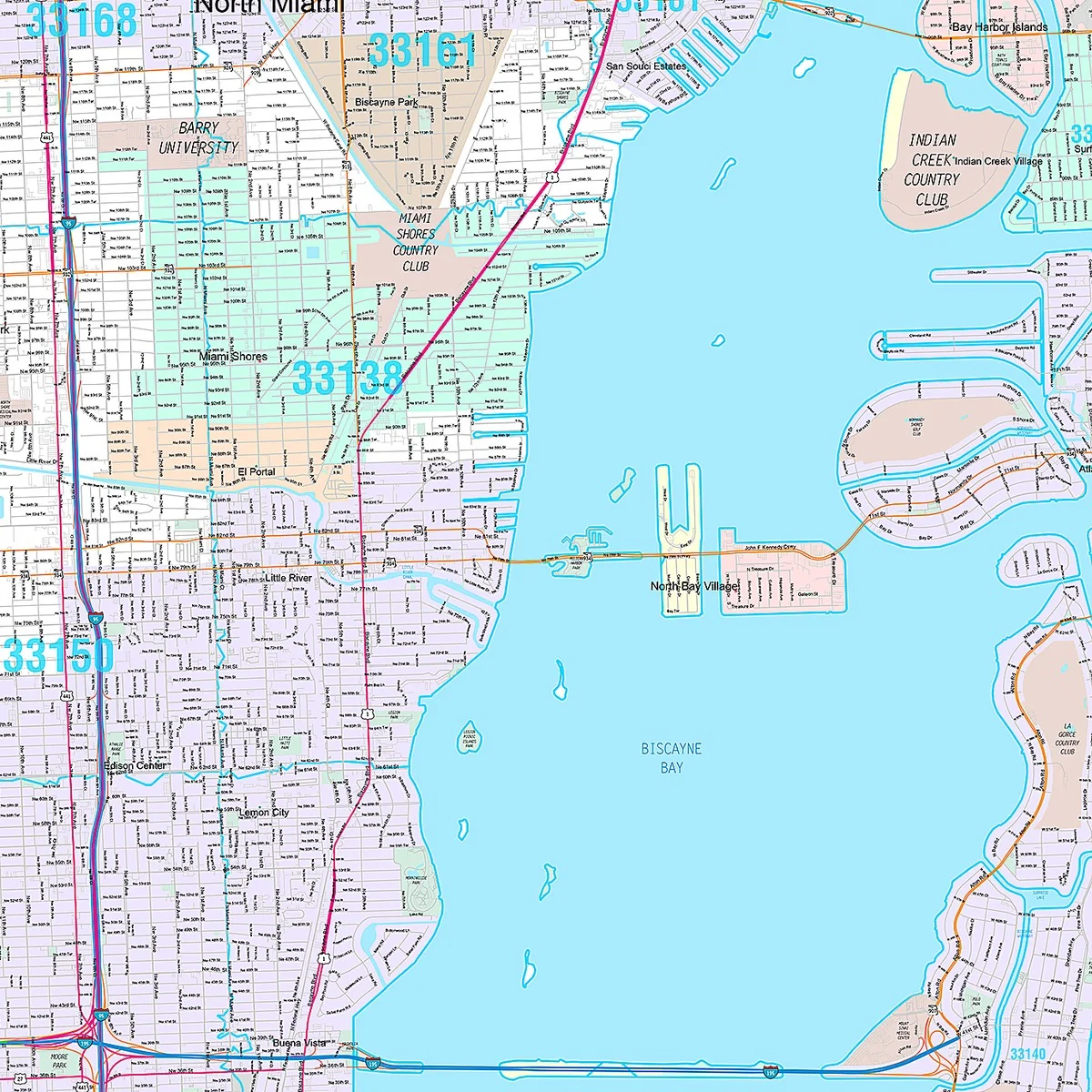 Premium Style Wall Map of Miami, FL - Image 4
