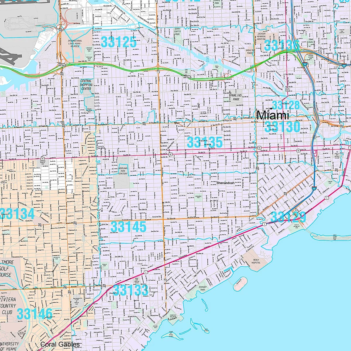 Premium Style Wall Map of Miami, FL - Image 5
