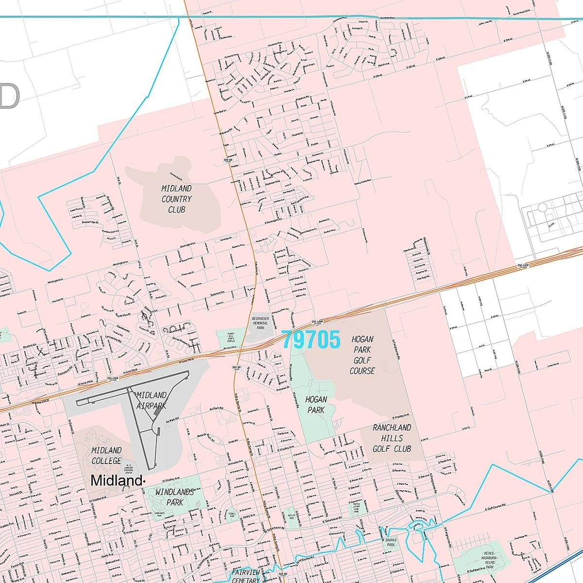 Premium Style Wall Map of Midland, TX - Image 4