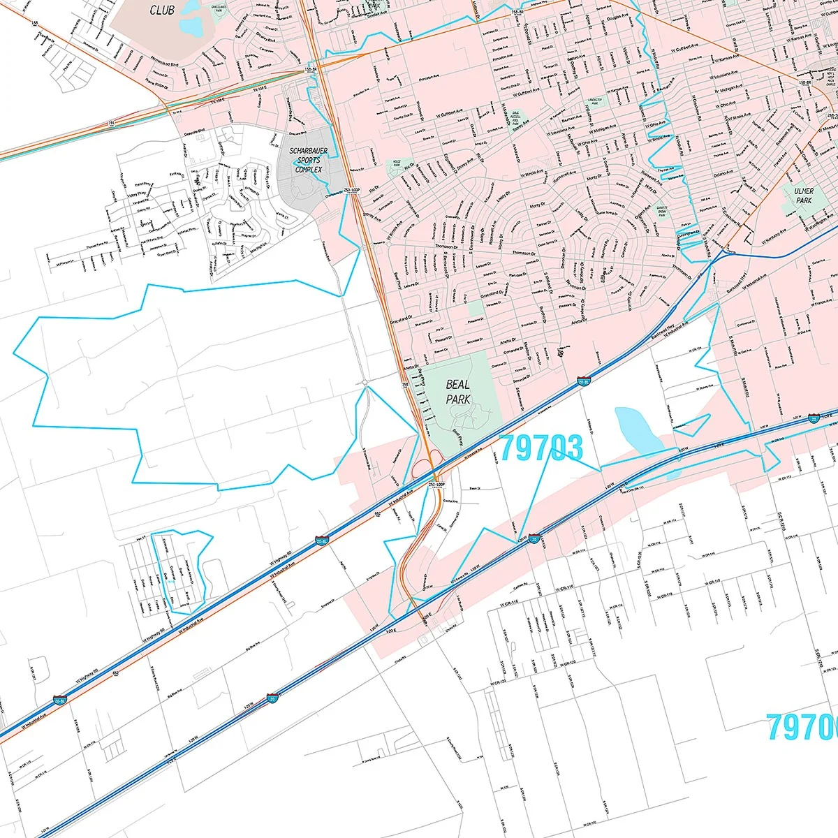 Premium Style Wall Map of Midland, TX - Image 5