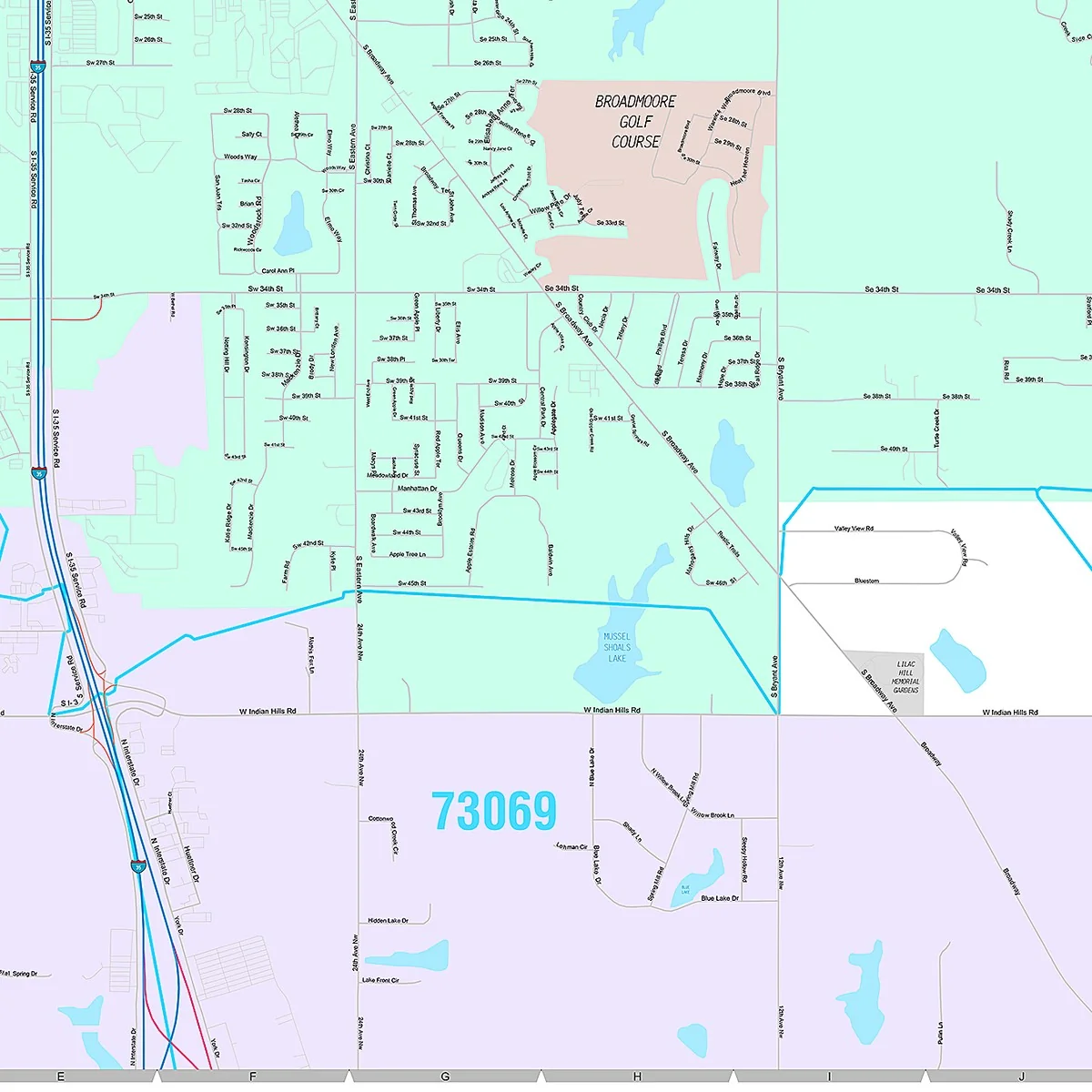 Premium Style Wall Map of Moore, OK - Image 5