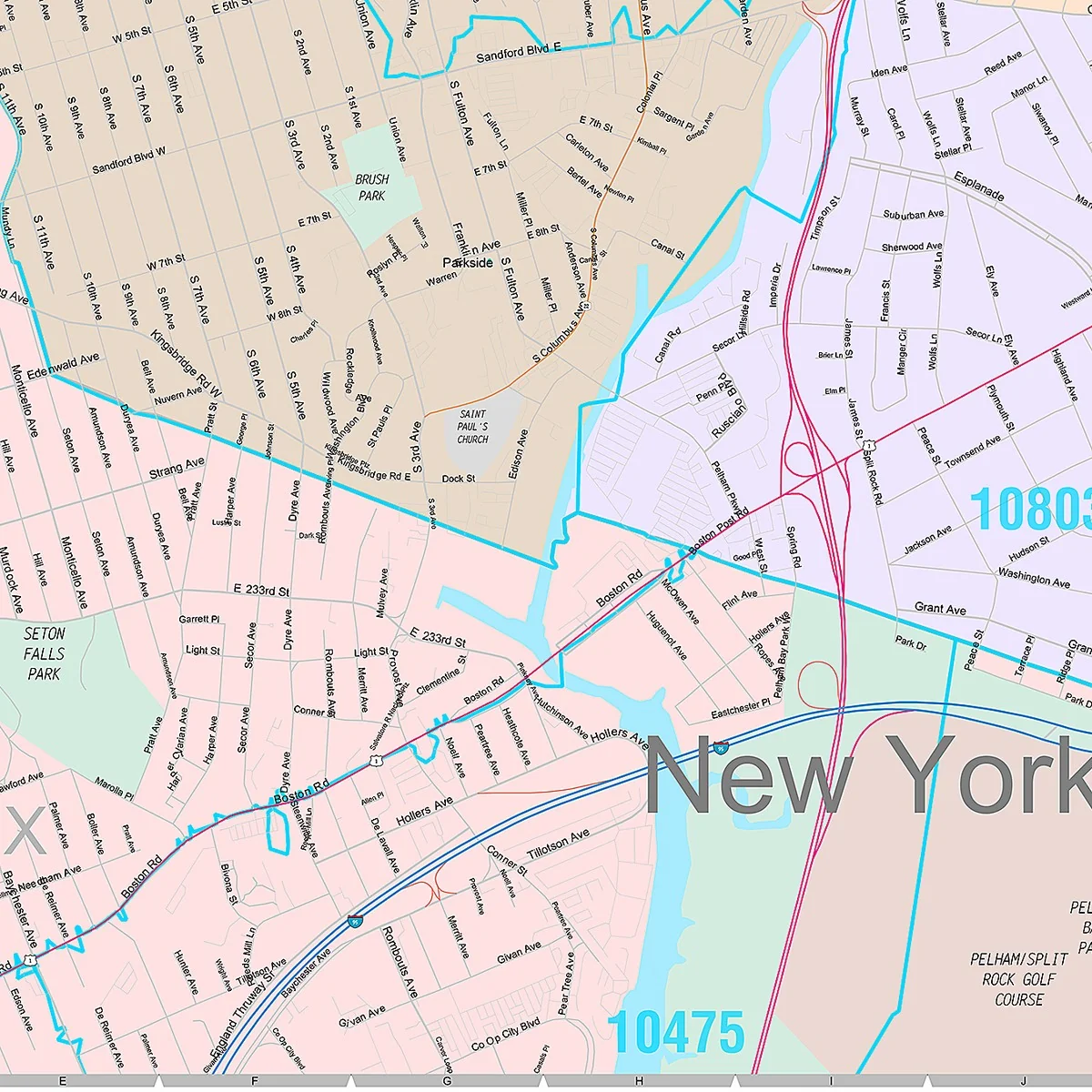Premium Style Wall Map of Mount Vernon, NY - Image 5