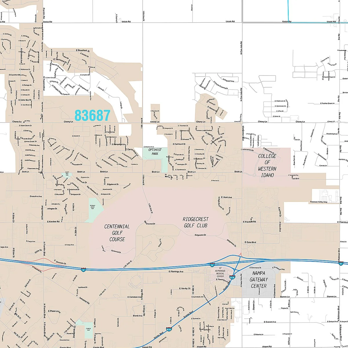 Premium Style Wall Map of Nampa, ID - Image 4