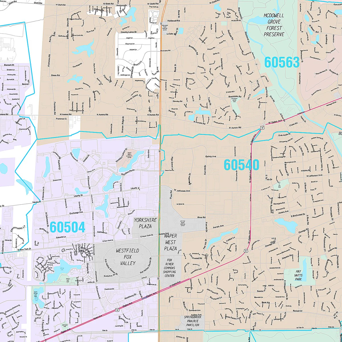 Premium Style Wall Map of Naperville, IL - Image 3