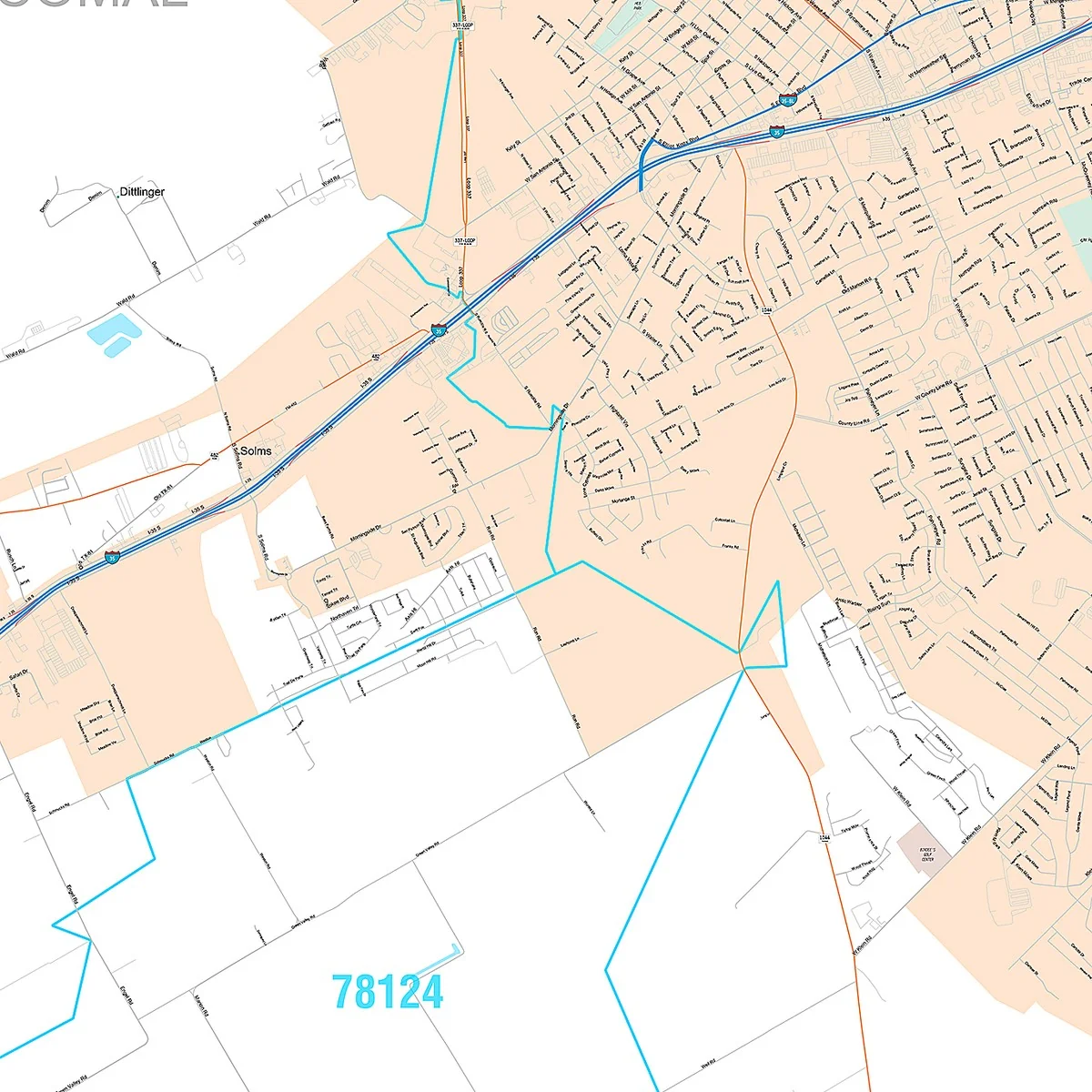 Premium Style Wall Map of New Braunfels, TX - Image 5