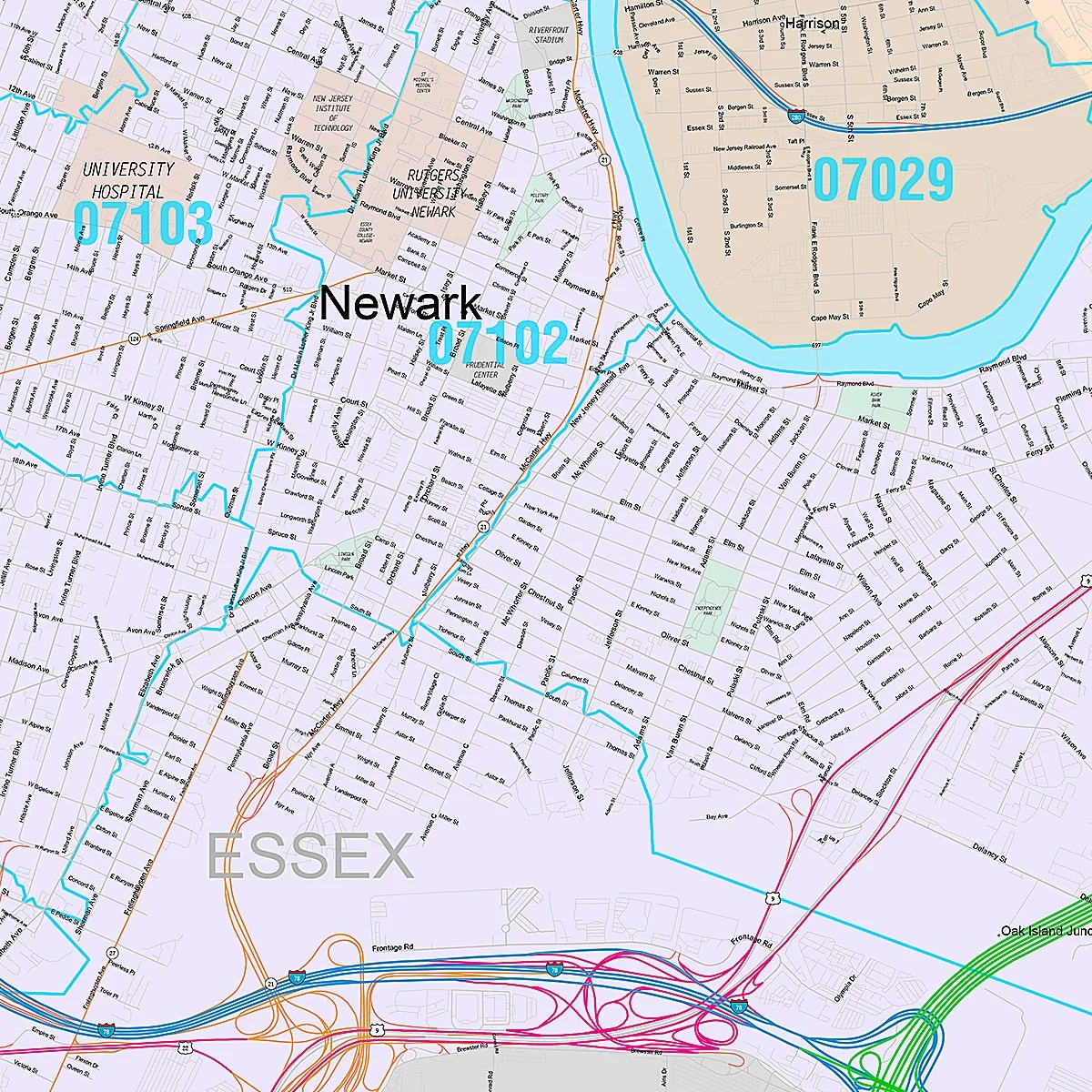 Premium Style Wall Map of Newark, NJ - Image 2