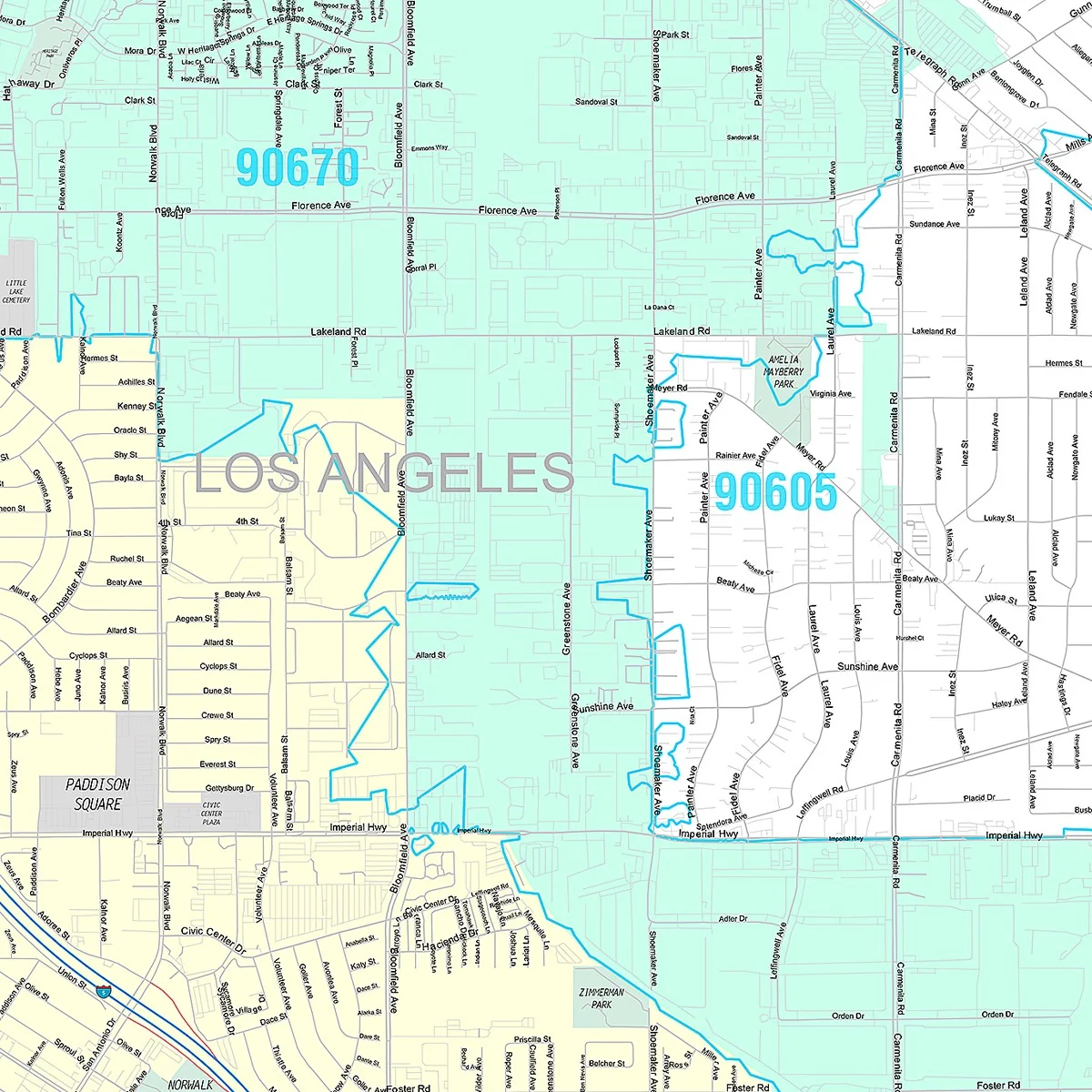 Premium Style Wall Map of Norwalk, CA - Image 2