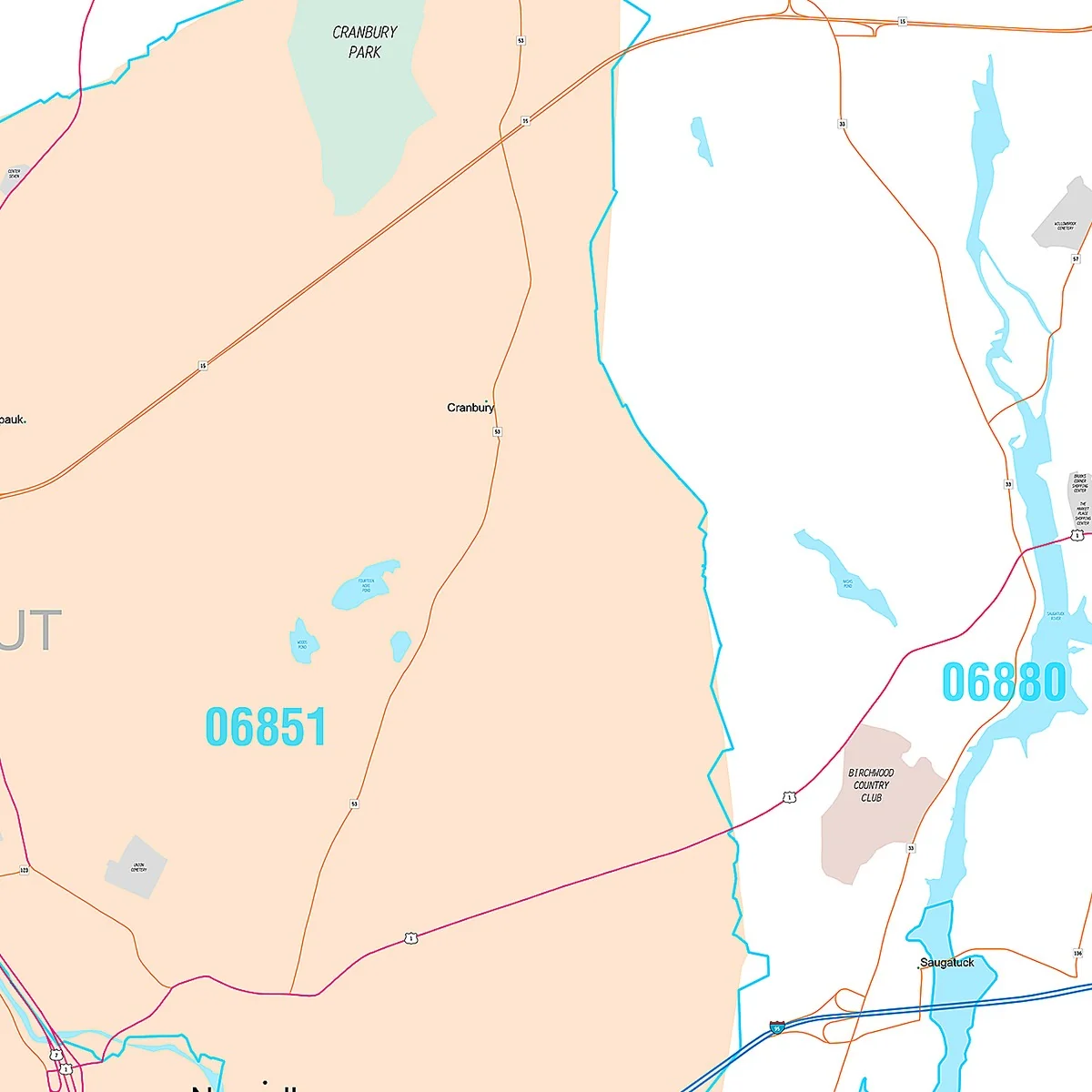 Premium Style Wall Map of Norwalk, CT - Image 4