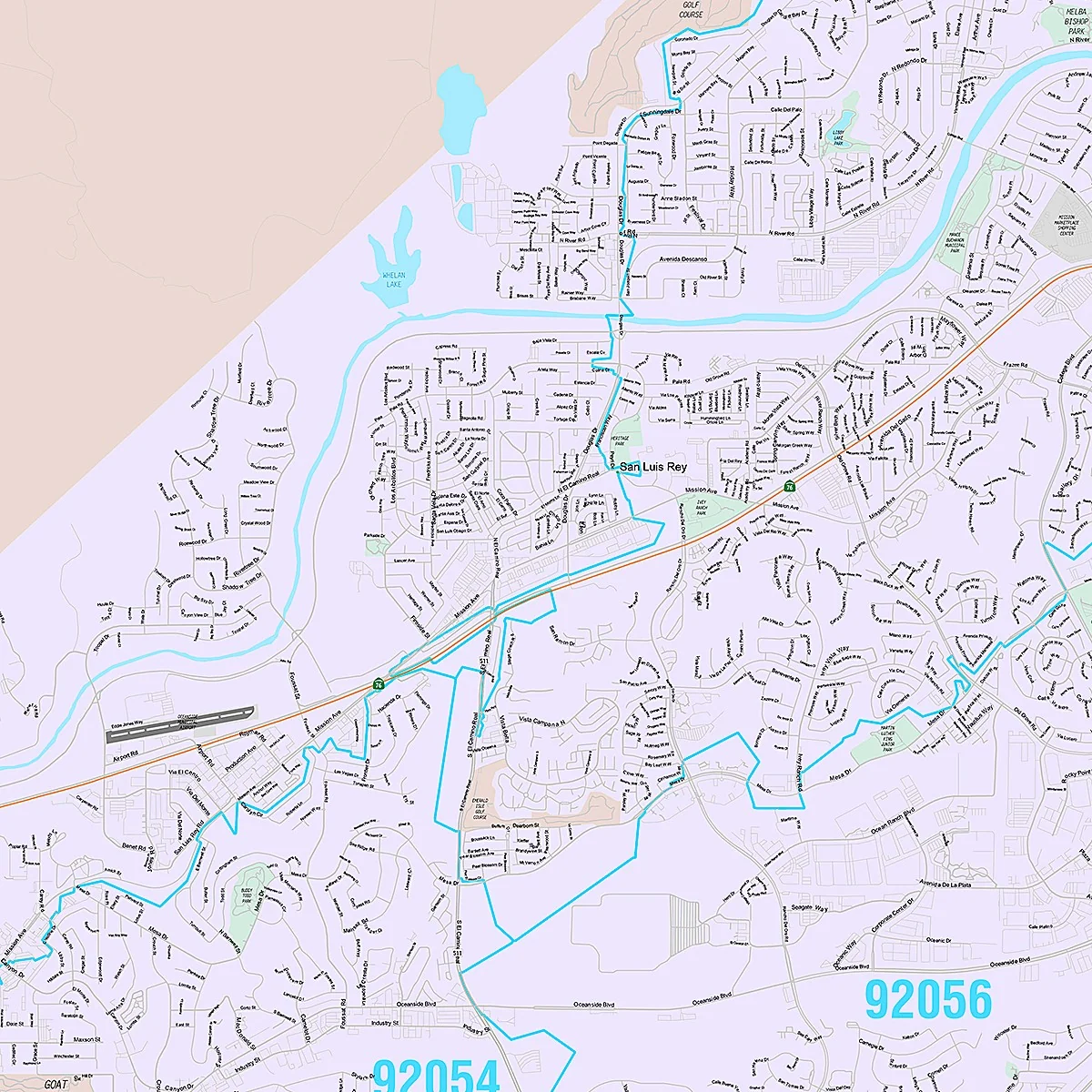 Premium Style Wall Map of Oceanside, CA - Image 2