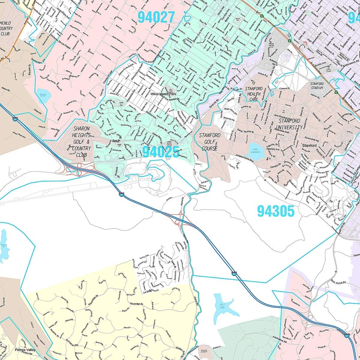 Premium Style Wall Map of Palo Alto, CA - Image 3
