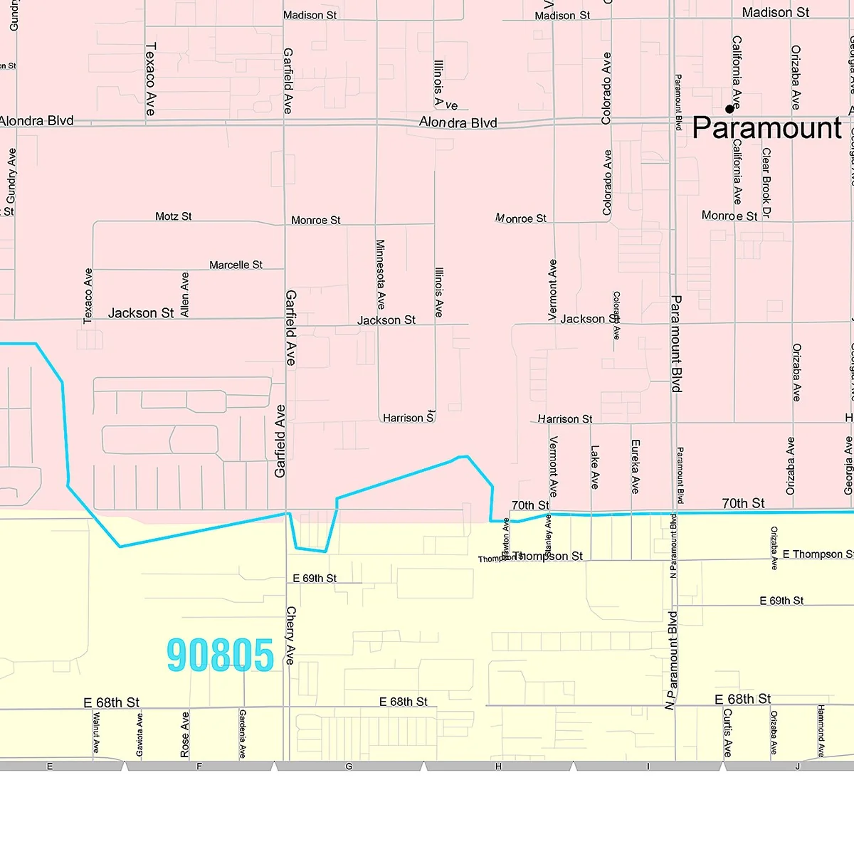 Premium Style Wall Map of Paramount, CA - Image 5