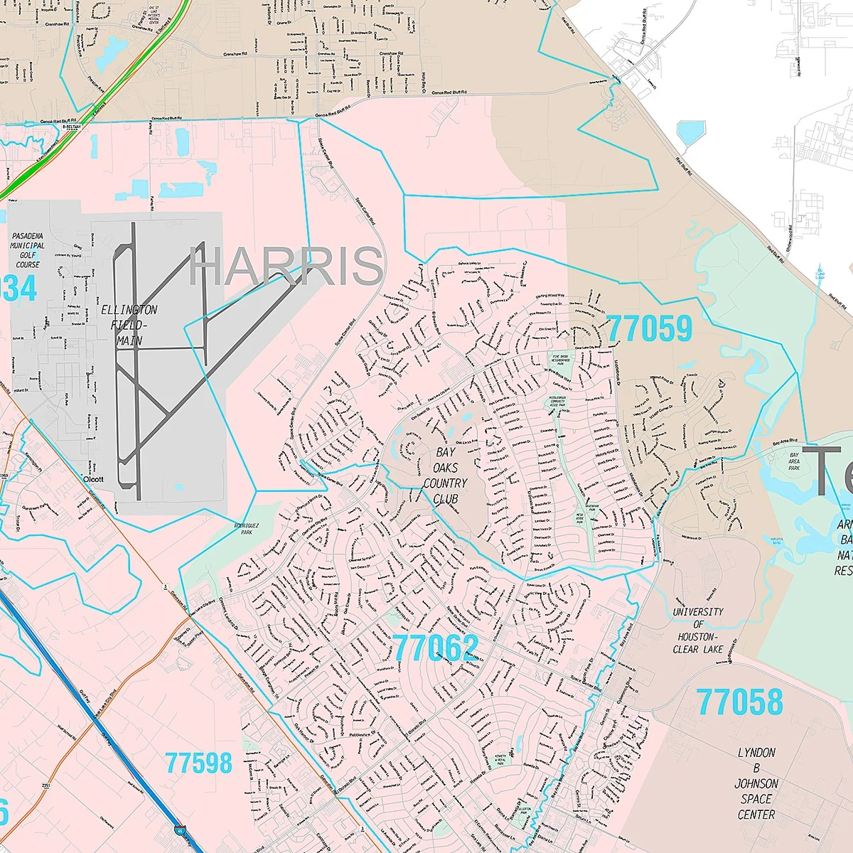 Premium Style Wall Map of Pasadena, TX - Image 5