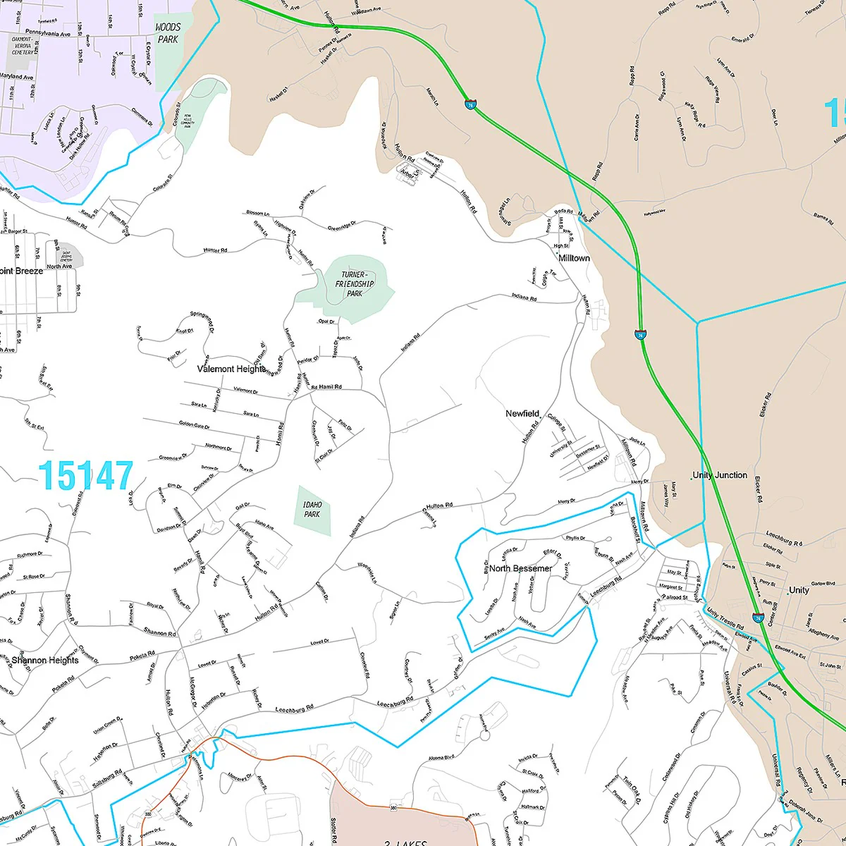 Premium Style Wall Map of Penn Hills, PA - Image 4