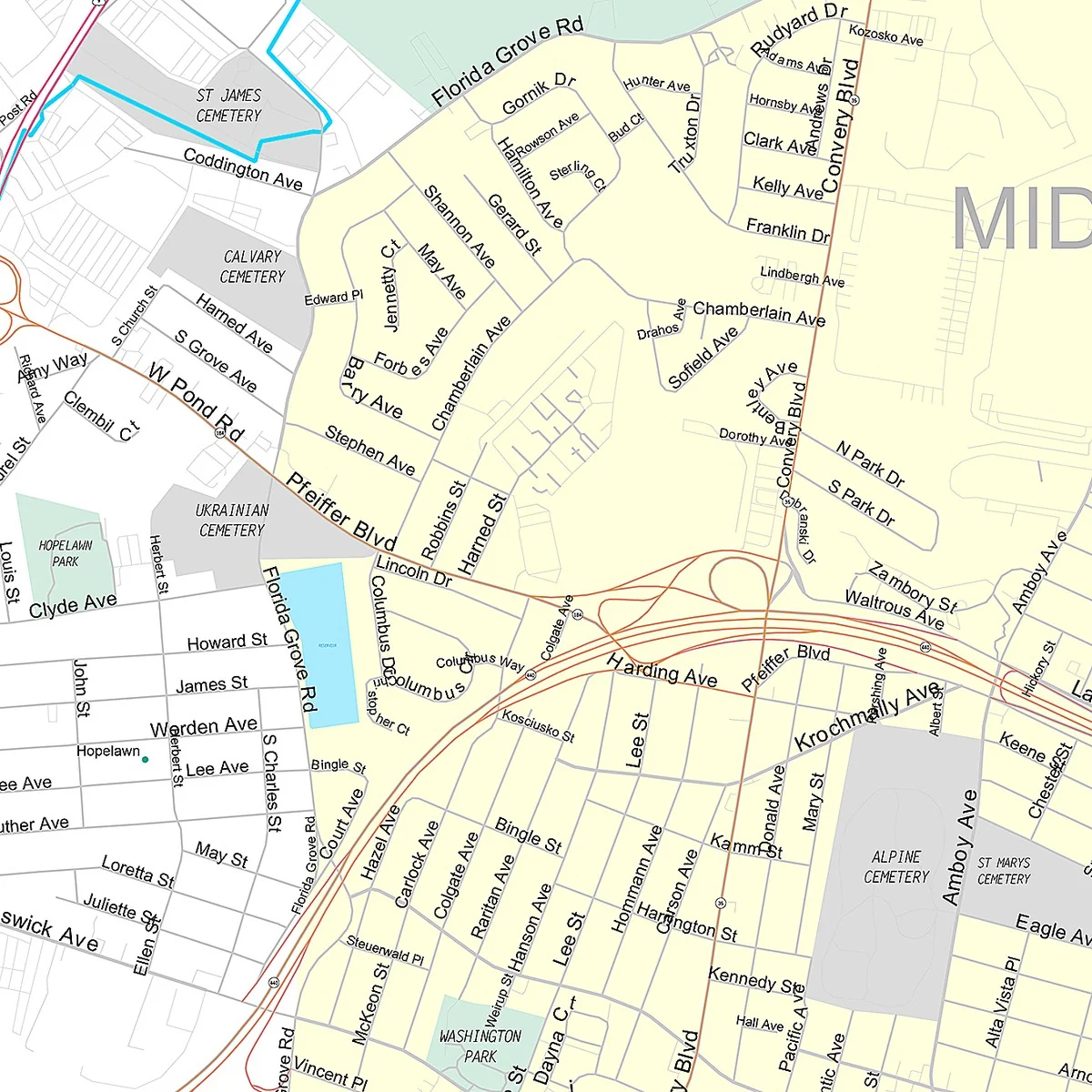 Premium Style Wall Map of Perth Amboy, NJ - Image 3