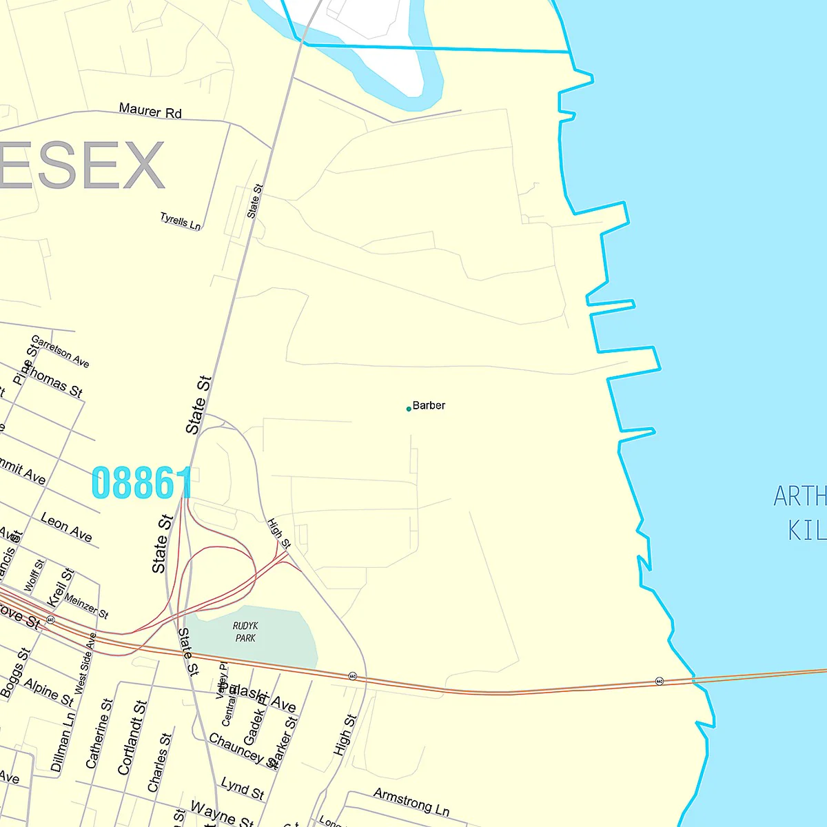 Premium Style Wall Map of Perth Amboy, NJ - Image 4