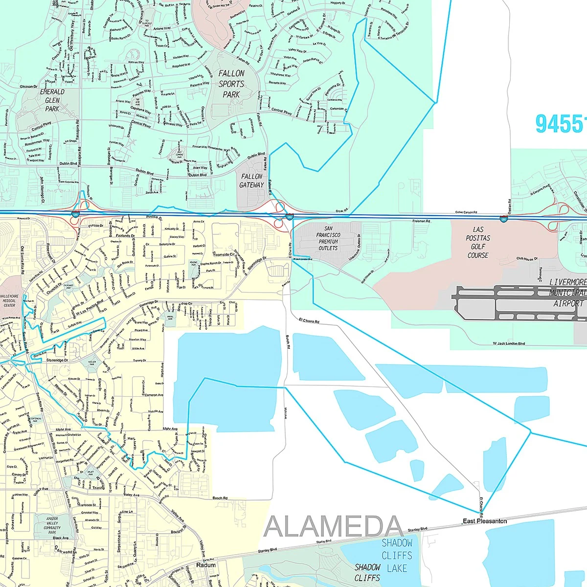 Premium Style Wall Map of Pleasanton, CA - Image 4