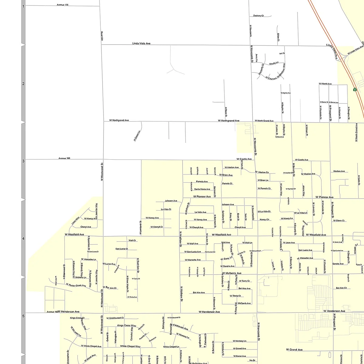 Premium Style Wall Map of Porterville, CA - Image 3