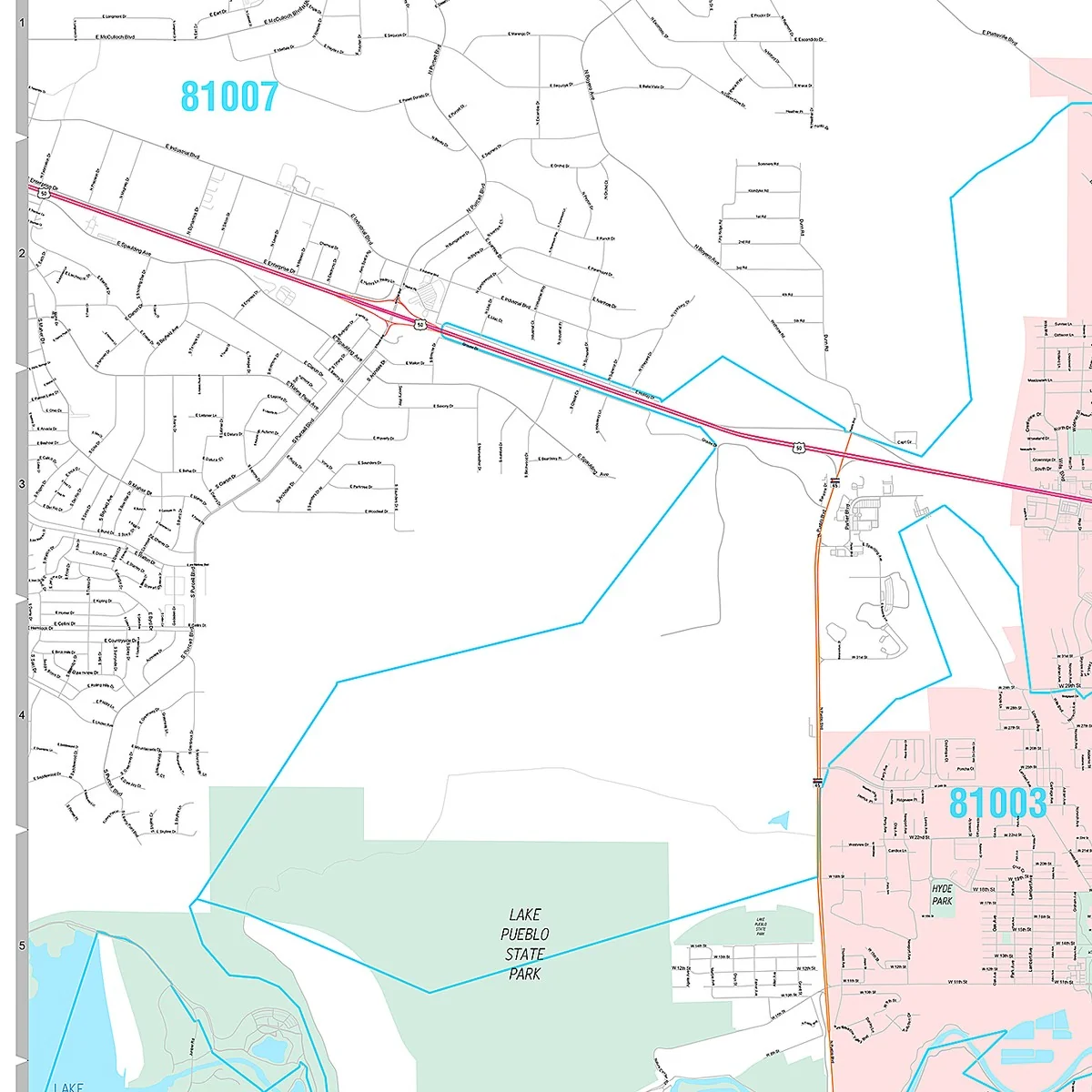 Premium Style Wall Map of Pueblo, CO - Image 3