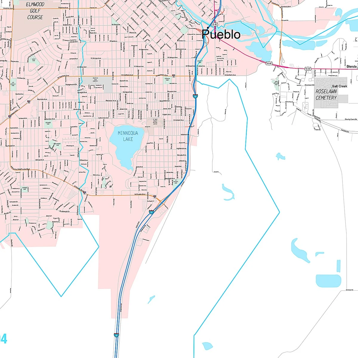 Premium Style Wall Map of Pueblo, CO - Image 5