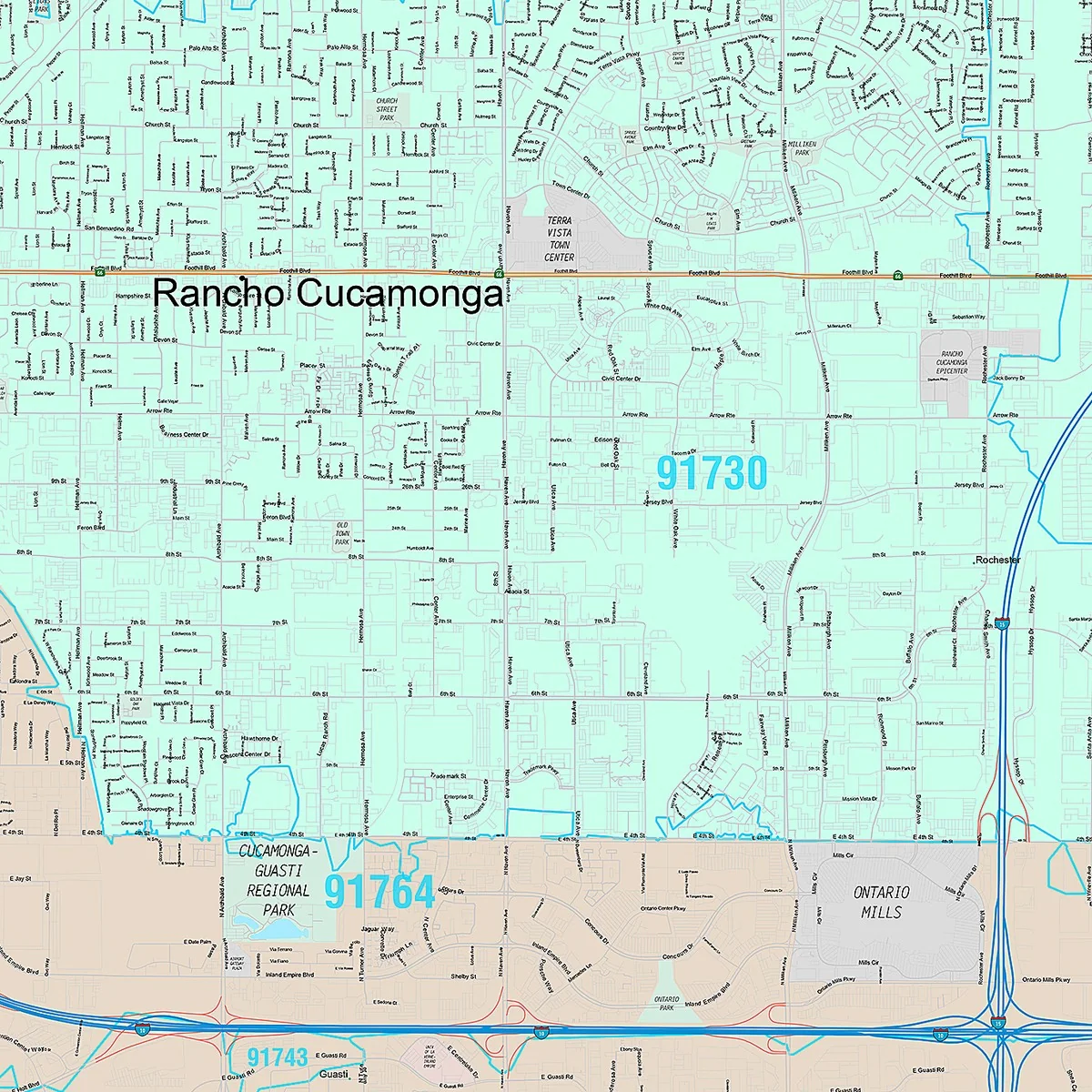 Premium Style Wall Map of Rancho Cucamonga, CA - Image 5