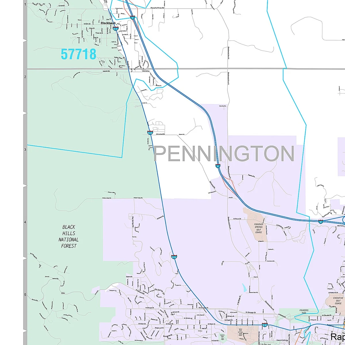 Premium Style Wall Map of Rapid City, SD - Image 3