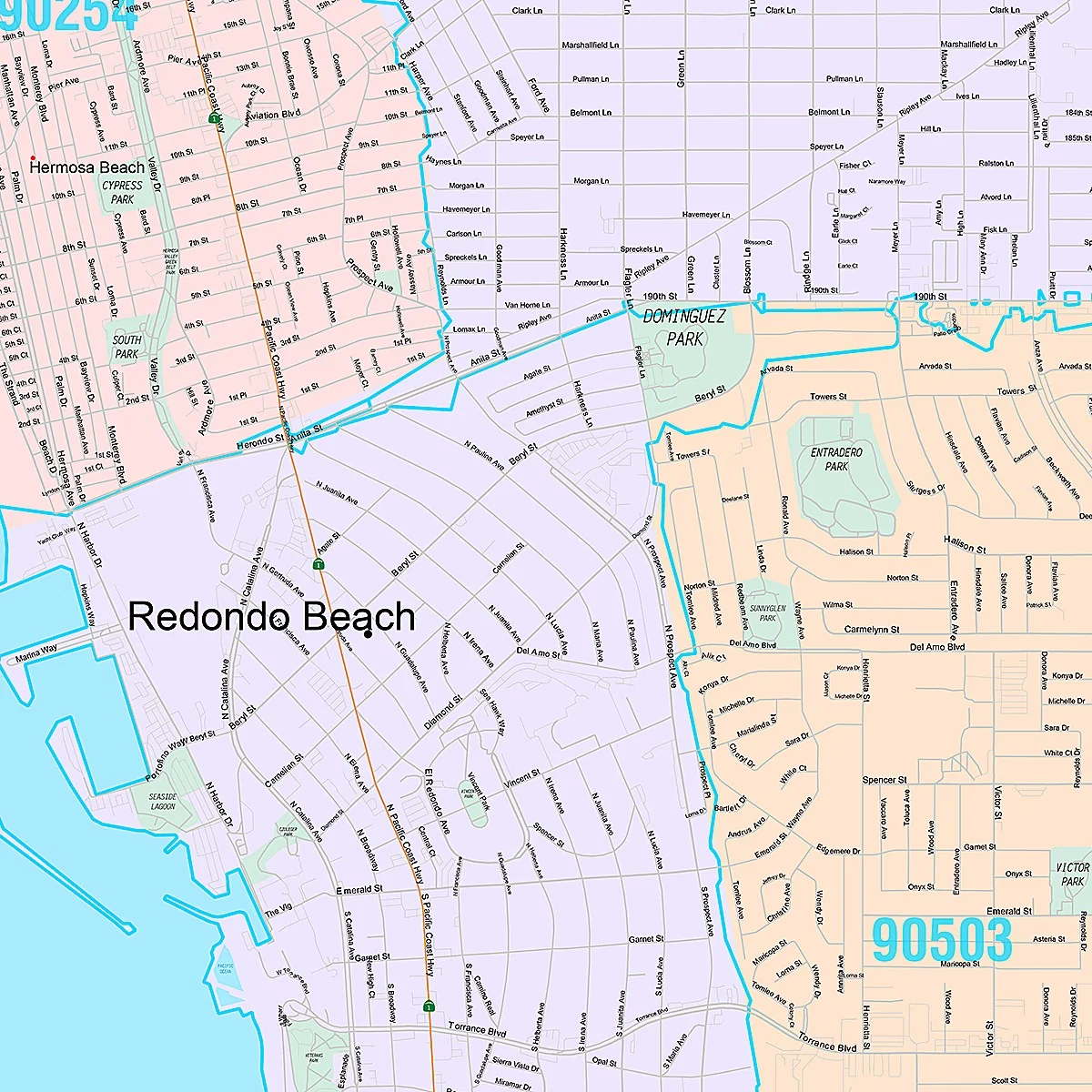 Premium Style Wall Map of Redondo Beach, CA - Image 2