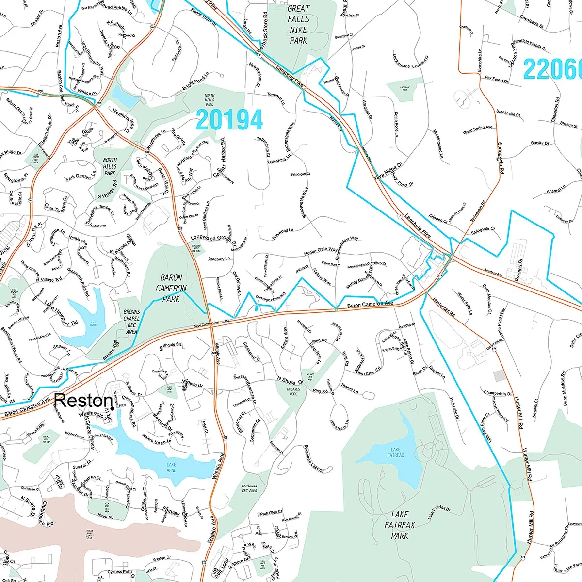 Premium Style Wall Map of Reston, VA - Image 4