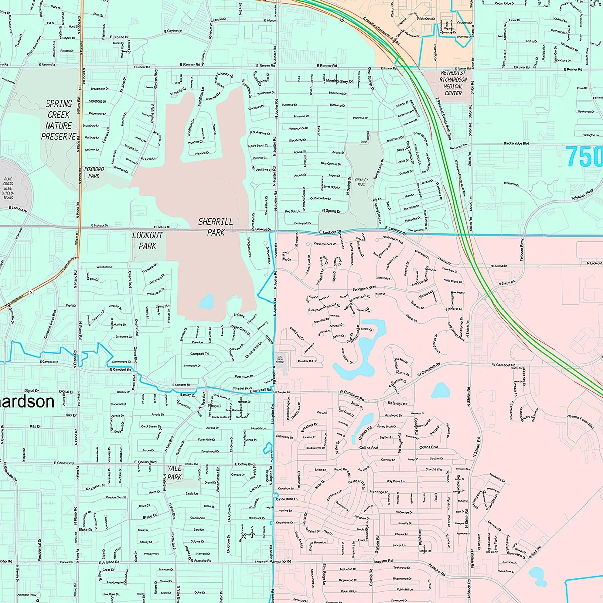 Premium Style Wall Map of Richardson, TX - Image 4