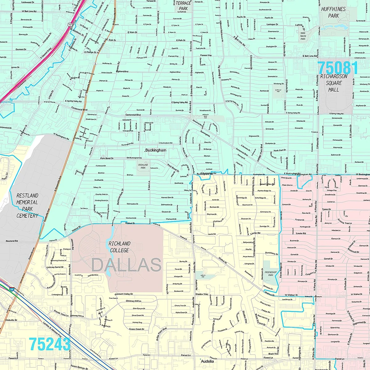 Premium Style Wall Map of Richardson, TX - Image 5