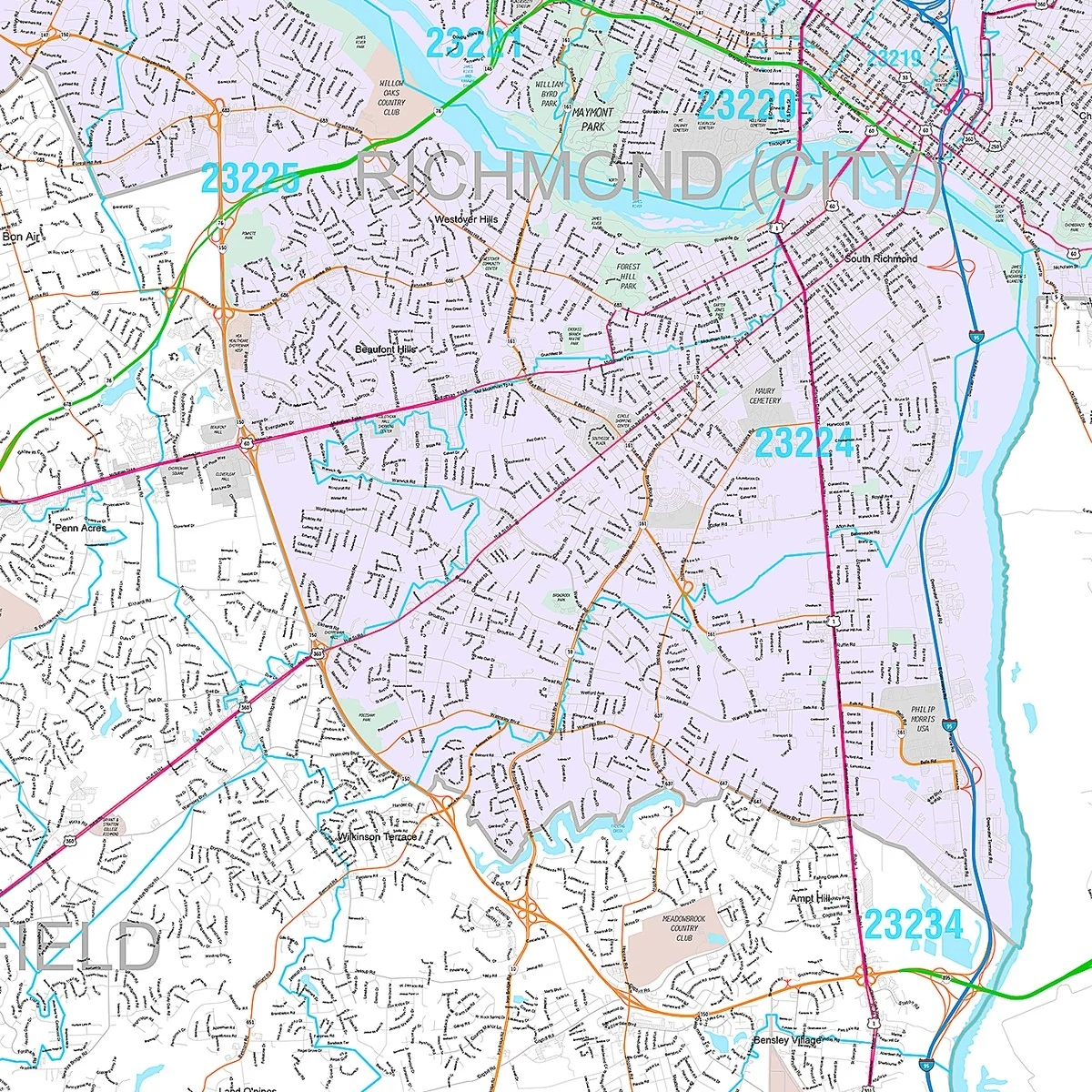 Premium Style Wall Map of Richmond, VA - Image 5