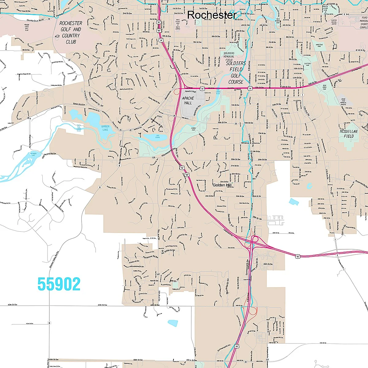 Premium Style Wall Map of Rochester, MN - Image 2
